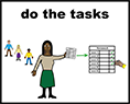 Symbol showing woman planning her weekly tasks
