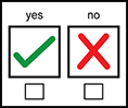 Symbol showing a tick and a cross for yes or no
